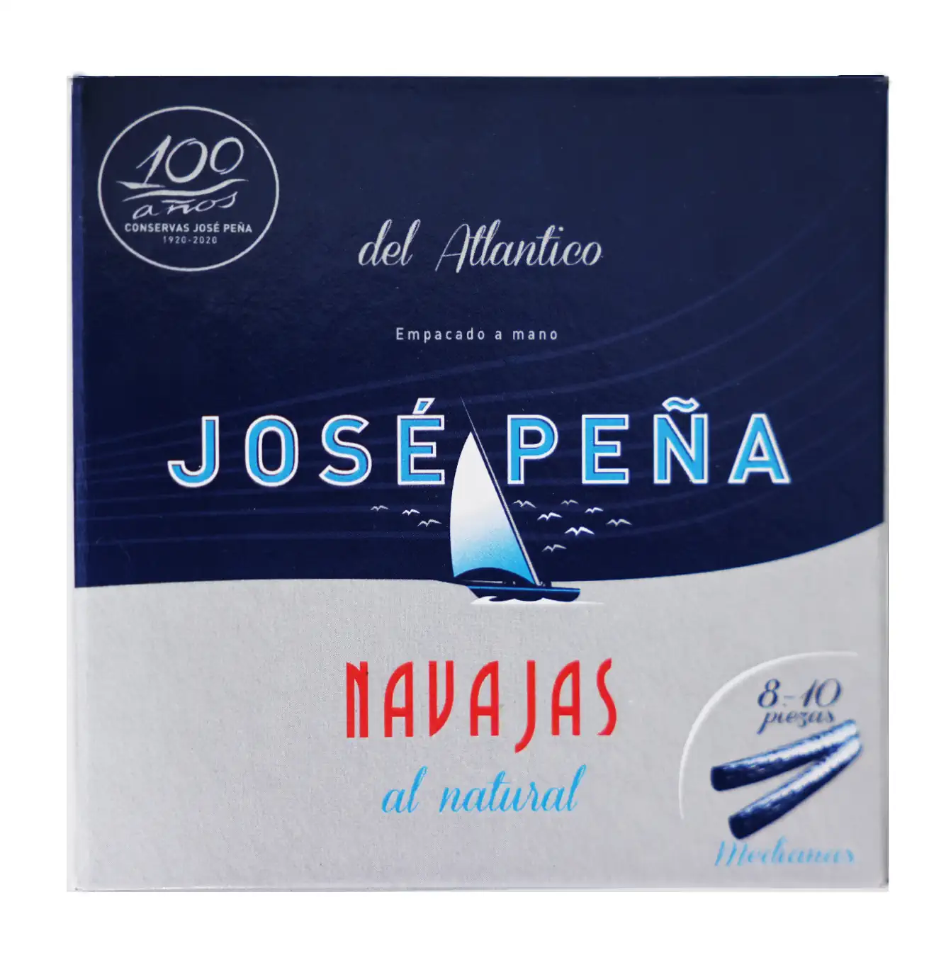8034-Navajas-natural-8-10-JPTradicion Navajas del Atlantico al natural 8/10 piezas | Lata 120 gr | Tradicion | Jose Peña - Imagen 1
