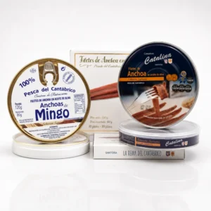 Selección de panderetas de anchoas de Santoña