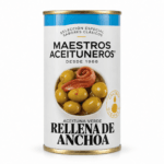 Aceitunas rellenas de anchoa, Maestros aceituneros, Lata 350grs.