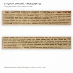 Etiqueta original de ingredientes y alérgenos del panettone Pumpkin Spice Fratelli Sicilia
