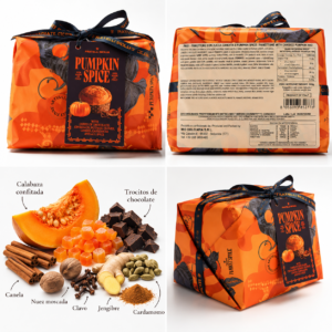 Reverso del envase del panettone Pumpkin Spice Fratelli Sicilia 500 g